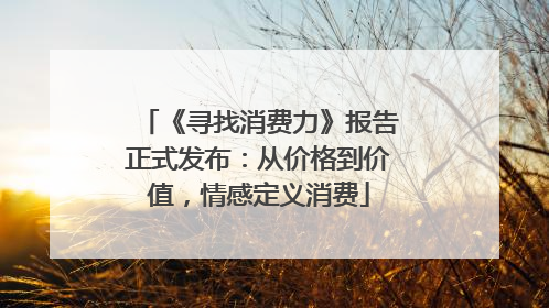 《寻找消费力》报告正式发布：从价格到价值，情感定义消费