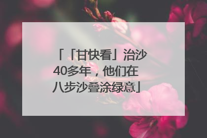 「甘快看」治沙40多年，他们在八步沙叠涂绿意