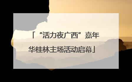 “活力夜广西”嘉年华桂林主场活动启幕