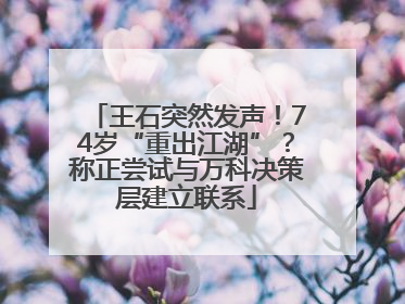 王石突然发声！74岁“重出江湖”？称正尝试与万科决策层建立联系