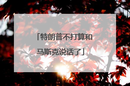 特朗普不打算和马斯克说话了