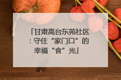 甘肃高台东苑社区：守住“家门口”的幸福“食”光