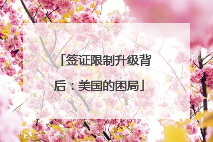 签证限制升级背后：美国的困局