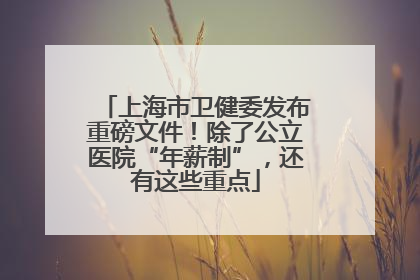 上海市卫健委发布重磅文件！除了公立医院“年薪制”，还有这些重点