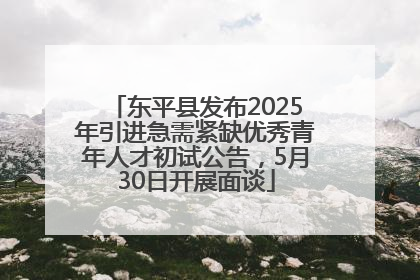 东平县发布2025年引进急需紧缺优秀青年人才初试公告，5月30日开展面谈