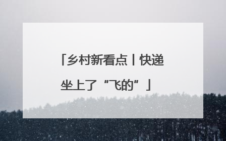 乡村新看点丨快递坐上了“飞的”
