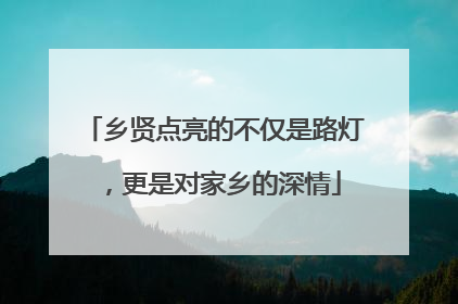 乡贤点亮的不仅是路灯，更是对家乡的深情