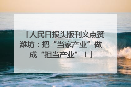 人民日报头版刊文点赞潍坊：把“当家产业”做成“担当产业”！