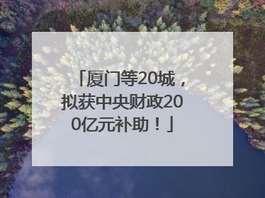 厦门等20城，拟获中央财政200亿元补助！