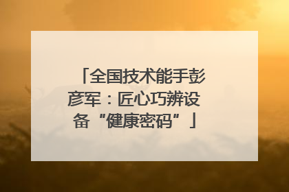 全国技术能手彭彦军：匠心巧辨设备“健康密码”