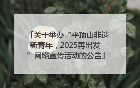关于举办“平顶山非遗新青年，2025再出发”网络宣传活动的公告