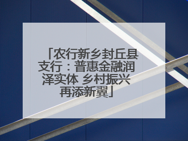 农行新乡封丘县支行：普惠金融润泽实体 乡村振兴再添新翼