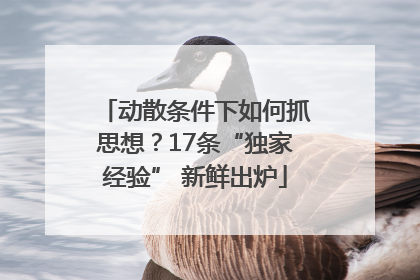 动散条件下如何抓思想？17条“独家经验” 新鲜出炉