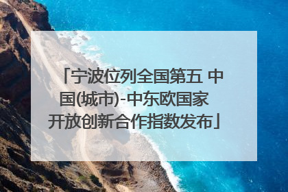 宁波位列全国第五 中国(城市)-中东欧国家开放创新合作指数发布