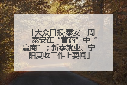 大众日报·泰安一周：泰安在“营商”中“赢商”；新泰就业、宁阳夏收工作上要闻
