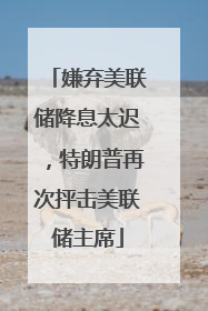 嫌弃美联储降息太迟，特朗普再次抨击美联储主席