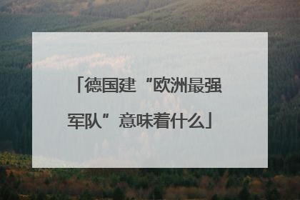 德国建“欧洲最强军队”意味着什么