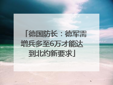 德国防长：德军需增兵多至6万才能达到北约新要求