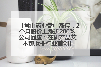 常山药业盘中涨停，2个月股价上涨近200% 公司回应：在研产品艾本那肽非行业首创
