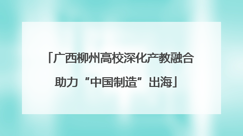 广西柳州高校深化产教融合 助力“中国制造”出海