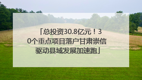 总投资30.8亿元！30个重点项目落户甘肃崇信 驱动县域发展加速跑