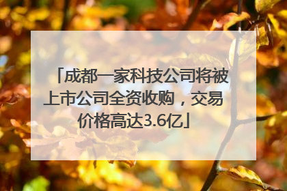 成都一家科技公司将被上市公司全资收购，交易价格高达3.6亿