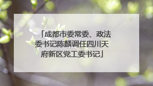 成都市委常委、政法委书记陈麟调任四川天府新区党工委书记