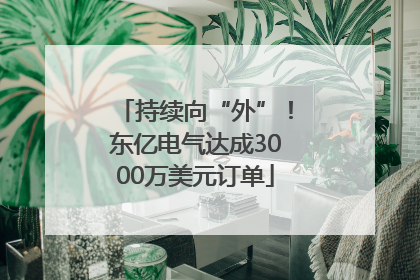 持续向“外”！东亿电气达成3000万美元订单