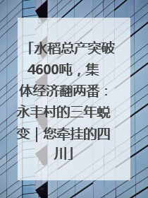 水稻总产突破4600吨，集体经济翻两番：永丰村的三年蜕变｜您牵挂的四川