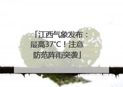 江西气象发布：最高37℃！注意防范阵雨突袭