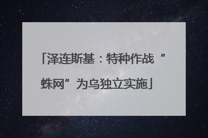 泽连斯基：特种作战“蛛网”为乌独立实施
