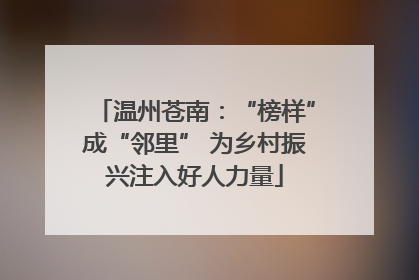 温州苍南：“榜样”成“邻里” 为乡村振兴注入好人力量