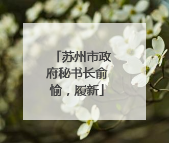 苏州市政府秘书长俞愉，履新