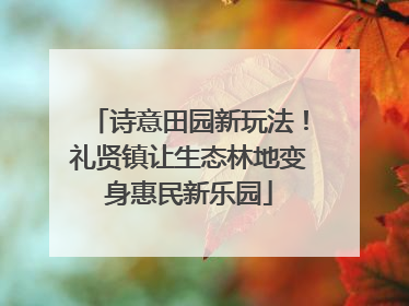 诗意田园新玩法！礼贤镇让生态林地变身惠民新乐园