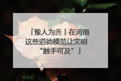 豫人为善丨在河南这些道德模范让文明“触手可及”