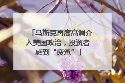 马斯克再度高调介入美国政治，投资者感到“疲惫”