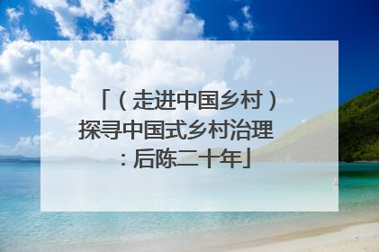 （走进中国乡村）探寻中国式乡村治理：后陈二十年