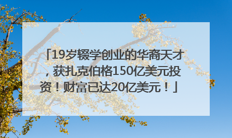19岁辍学创业的华裔天才，获扎克伯格150亿美元投资！财富已达20亿美元！